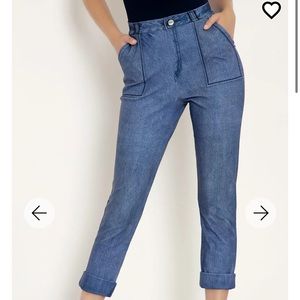 Blackmilk NOT ACTUALLY DENIM DARK WASH CUFFED PANTS - LIMITED